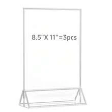 2/3/6件 4x6英吋/5x7英吋/6x8英吋/8.5x11英吋 壓克力金屬色相框,傾斜背板桌上告示架,適用於婚禮桌號、餐廳告示牌、照片與藝術品展示 - T-Silver - 查看 20