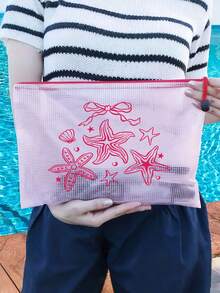 A4 Size Fashionable Waterproof PVC Beach Bag With Shell Pattern, Transparent Cosmetic Bag, Toiletry Bag, Nylon Zipper - Suitable For Swimming, Diving, Summer Vacation, Lightweight, Beach Essential, Travel/Back To School Essential, Vacation Companion - Multicolor - View 6
