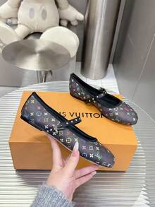 Women's High Heels, Women's Flats, Women's Sandals, High-Heeled Shoes, Spring And Autumn Ballerina Flats For Women, Denim Mary Jane Shoes With A Round Toe, Metal Buckle And A Strap. - 3 - 查看 4