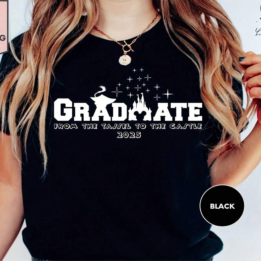 Chemise Senior 2025, Chemise Senior , Chemise De Ise Des Diplômes , Promotion 2025, Diplômé De   Mouse, deau Pour Les Diplômés - Negro - Ver 1