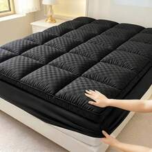 Extra-Thick Mattress Cover With Cushioning Layer - Spill-Proof & Stain-Resistant Bed Topper, Machine Washable Breathable Suitable For Bedrooms, Dorm Beds, Rooms, Care - Fit For All Mattresses,Polyester: 85.00%; Memory Foam: 15.00% - Black - View 7