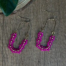 AHAYA Handmade Colorful Beaded Vintage Earrings, Jewelry Accessories Suitable For Daily, Holiday, Party And Fashion Wear - Hot Pink - View 5