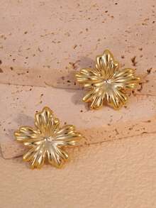 10 pezzi Set di orecchini alla moda a fiore, placcati in oro spesso ipoallergenici resistenti ai raggi UV, eleganti per uso quotidiano, feste, regali per fidanzate e madri - Dorato - Visualizzare 8