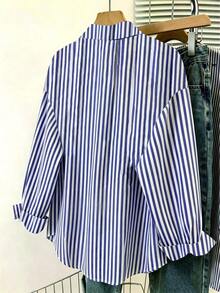 Blusa de mujer, estampado de rayas de cereza, diseño fresco y ligero, estilo Ins, blusas de mujer sueltas de manga larga casual de doble uso, regalo para la mejor amiga y la novia, camiseta de regalo divertida, nueva blusa de mujer de otoño e invie - Multicolor 7 - Ver 2
