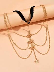 1pc Bohemian Beach Style Sexy Butterfly Pendant Thigh Chain, Elastic Multi-Layer Long Leg Chain, Fashion Personalized Jewelry Gift, Suitable For Daily Outfit, Perfect For Party And Holiday, Multifunctional Accessory For Women Casual And Vacation Wear - Multicolor - View 7