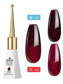 Mtssii 10ml Red Glitter Thermal Gel Nail Polish, Temperature Color Changing Dark Red Sparkly Soak Off UV/LED Nail Varnish, Long Lasting Shiny Nail Art For Halloween & Daily Use - Multicolor - View 4
