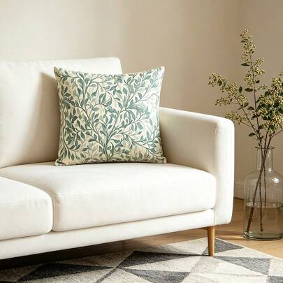 1PC Olive Green Leaf Vine Pillowcase - Soft Green Plant Pattern With Zipper Closure, Mint Tone Suitable For Sofa Beds And Chairs, Soft Olive Green Decorative Embellishment (Suitable For Modern Rural Farmhouse Style) Double-Sided Printing,Without Pillow Core