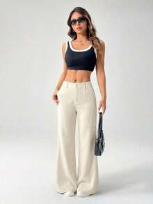 Nuevos pantalones de traje de estilo casual de cintura baja para otoño e invierno - Albaricoque - Ver 4