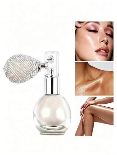 Glitter Highlight Powder Repackaging Empty Bottle, Bride Body Glitter Shiny Pearl Hair Clavicle Neck Broken Diamond Spray Glitter Highlight Bright Burst, Airbag Spray, Suitable For Body, Face, Hair, Arm Makeup, Carnival/Maldi Gala/Masquerade Suitable For Facial Contour Brightening, Exquisite Nozzle Design, Light Concealer Effect