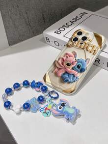 Disney Has Authorized, Phone Case - Chain Set, The Stitch Lilo & Stitch 3D Phone Case Plus A Silicone 3D Stitch Bracelet With Metallic Ring Removable Bracelet, Stitch And Angel Pattern, Compatible With Iphone17/16/15/14/13/12/11/XS/XR/X Plus Pro Max, A Stylish Cartoon Phone Case, The Perfect Gift Choice, Phone Protection, Durable Phone Cover, Great Gift For Friends And Family. - trắng - Xem 5