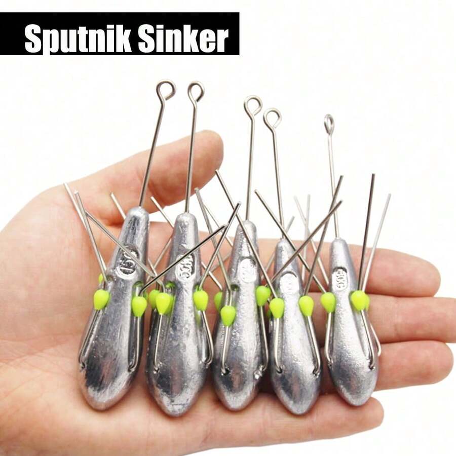 10 chiếc chì câu cá Sputnik đuôi dài, dùng cho câu cá nước mặn, câu cá trên bãi biển, câu cá trê, câu cá trên cát biển, màu xám bạc. - Bạc - Xem 1