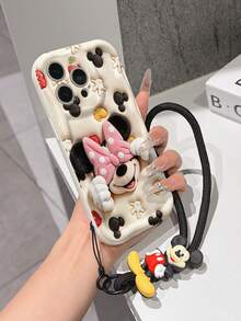 This Disney Mickey Mouse Lanyard Phone Case Is Fully Covered In TPU Material. It's Shockproof, Lightweight, And Compatible With IPhone17/16/11/13/15/15 Plus/15 Pro/15 Pro Max/12/14 Pro Max/11 Pro Max/12 Pro/12 Pro Max/13. This Phone Case Makes A Popular Birthday Gift Or Business Gift; It's Durable, Stain- And Fingerprint Resistant, And Suitable For Both Men And Women. The Set Also Includes A Mickey Mouse Phone Case And A Mickey Mouse Plush Bracelet. It's A Perfect Gift For Friends And Family. This Stylish Phone Case Is Fun, Lightweight, And Durable. IPhone17 Pro Max Phone Case, Minnie Mouse Phone Case. - 白色 - 查看 2
