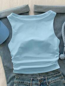 Camiseta de tirantes de algodón puro, primavera/verano - Azul - Ver 1