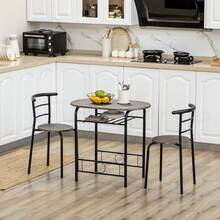 Bistro Table And Chair Set, 1 Table, 2 Chairs, 80cm X 53cm X 74.5cm, Black. - Black - View 2