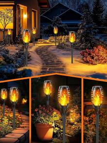 2/6/8pcs Solar Flame Lights, 12LED Solar Torch Lights, Waterproof Pathway Lights With Auto On/Off Sensor, Ideal For Lawn, Yard, Garden, Patio, Walkway, Corridor, Outdoor Decor, Party And Wedding - Flame Lamp - View 6