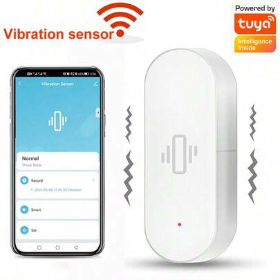EMASTIFF WiFi Vibration Sensor, Smart Home Decor, Intelligent Living, APP Notification, Real-Time Mobile Vibration Alarm, History Record, Safety Guarantee