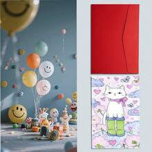 1. 猫咪穿雨靴生日/节日贺卡，7.1 英寸 x 4.7 英寸邀请函 | 优质纸张 | 适合学生、朋友、女儿、儿子、同学的贺卡 - 單件 - 查看 7