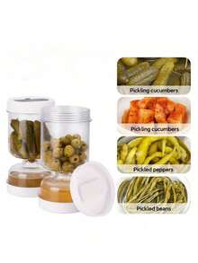 1 pièce Récipient à kimchi DAILYLAB avec filtre, bocal à kimchi et olives avec séparation humide-sec et fourchette, récipient de stockage alimentaire étanche, récipient à kimchi réutilisable convenant au kimchi, aux concombres, aux olives - Voir 10