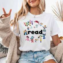GiftGiftGiftGiftComfort Colots Teacher T-Shirt With Book Print For Kids, Oversized Graphic Tees For Women, Book Lover T-Shirt, Teacher T-Shirt, Elementary School Teacher T-Shirt, Kindergarten T-Shirt, Summer T-Shirts And Tops For Women, Pure Cotton Short Sleeve Crew Neck Urban Style T-Shirt, Soft. Soft - 白色007 - 查看 6