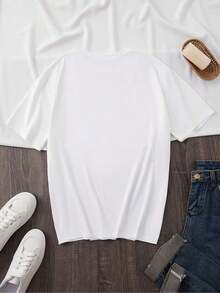 Camisetas Suaves y Transpirables de Talla Grande para Mujer, Corte Holgado, Camisetas Casuales, Camiseta de Cuello Redondo para Mujer con Diseños de Cerezas y Corazones - Manga Corta, Blanca, Top de Primavera/Verano, Top de Verano|   Impresión Divertida|   Estilo cómodo, camiseta Cherry. Transpirable y cómoda. - Blanco - Ver 3