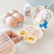 Cute Floral Pattern 7-Slot Portable Pill Case - Compact Medication Storage Box - White - View 4