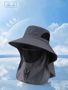1pc Unisex Solid Color Sun Protection Neck Gaiter Outdoor Wide Brim Fishing Hiking Sun Hat, Suitable For Daily Outing, Hiking, Fishing - Multicolor - View 8