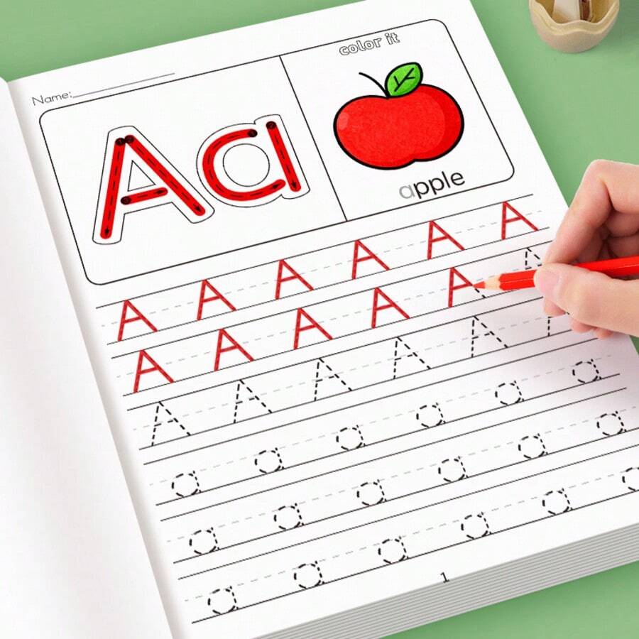 字母描紅練習本 32頁 色標 A-Z 與數字 1-10 大小寫練習 幼兒筆控訓練 早期寫作技巧