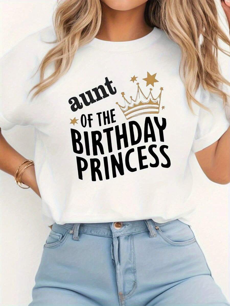 Women's Retro Holiday Style Short Sleeve Crew Neck T-Shirt, New 2026 Collection, Printed, For Casual Shopping, Holiday Gifts, Meetings With Friends, Music Parties And Holiday Wear. - 白色 - 查看 1