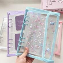 Sổ đựng sticker/ảnh 6 vòng A5 trong suốt có khóa bấm, bìa PVC, thích hợp làm sổ đựng ảnh/ảnh kỷ niệm, đồ dùng học tập và văn phòng phẩm. - A5 - Xem 4