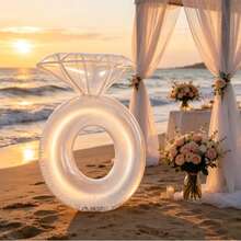 1pc Foldable Rhinestone Ring Shaped Inflatable Float, Multi-Style Options, Portable With Quick Inflate Valve, Glitter Water Hammock For Pool, Beach, Vacation, Lightweight Design, Pool Inflatable, Beach Essentials, Pool Float - White - View 8