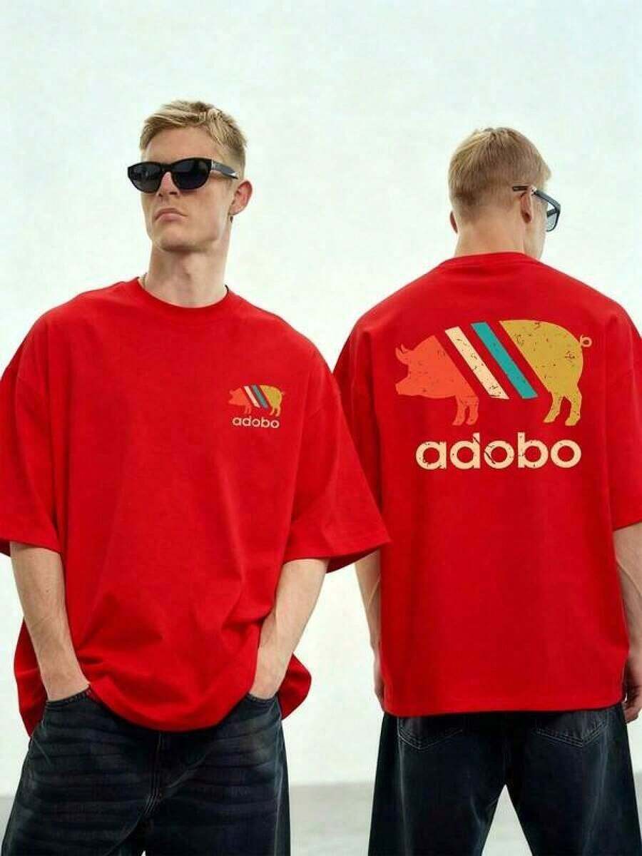 Gift: Genuine Washed T-Shirt, Great Value, Hot Offer. Suitable As The Best Gift For Friends, Soft And Comfortable Fit. The Bull With Vibrant Colors And Diagonal Stripes Symbolizes Strength, Energy, And Latin Gastronomic Culture In A Retro Artistic Style, Printed On Both Sides. T-Shirt, 100% Cotton, Comfortable And Durable, Suitable For A Casual Style With A Comfortable Wearing Experience, Suitable For All Seasons - Machine Washable. Soft - 紅色 - 查看 1