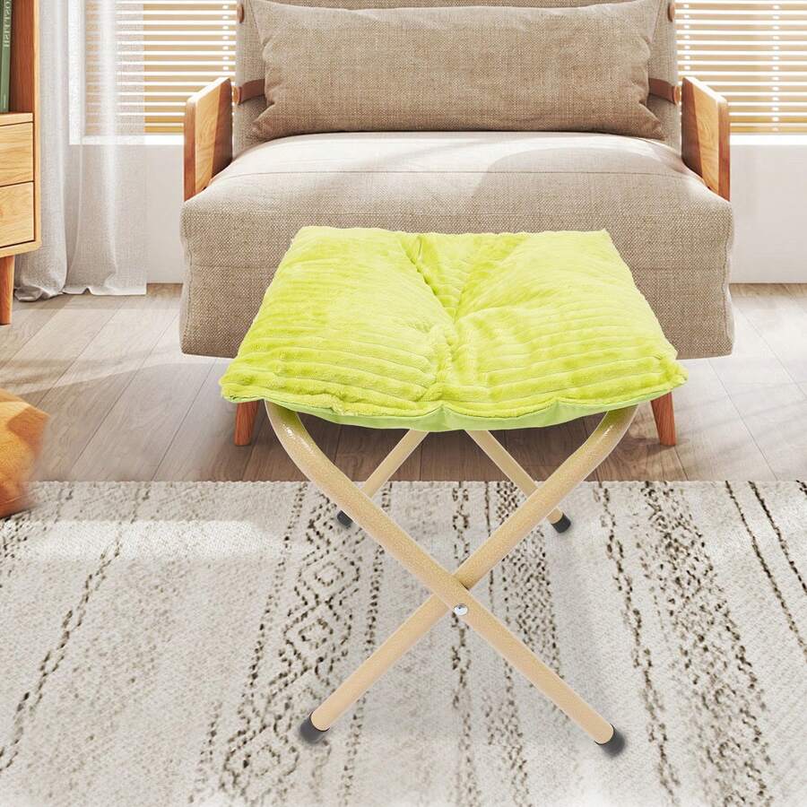 Fruit Green Moderner Klappbarer Fußhockel, Klappbarer Hocker mit Metallbeinen - Grün - Übersicht 1