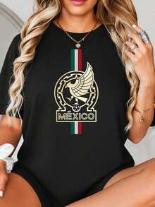 Diseño Gráfico de Impresión del Águila de México Cr-est, Estilo Az-tec de Oro y Plata Metálicos, Banderas Nacionales Fl-ag, Arte del Patrimonio Cultural para Decoración de Paredes.jpgRegalos personalizados: Camisetas para mujer con estilos modernos, hippies, casuales y minimalistas. Ropa masculina personalizada única, armarios cápsula, ropa básica/urbana para hombre. Regalos ideales para novios, familiares y amigos, adecuados para cumpleaños, vacaciones, colegio/competiciones, deportes/escalada, etc., también adecuados para la moda de otoño y actividades urbanas. Verano negro. - Negro - Ver 2