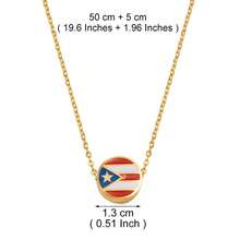 1Piece Heart Circular Puerto Rico Flag PR Pendant Necklaces Stainless Steel Jewelry - Multicolor - View 2