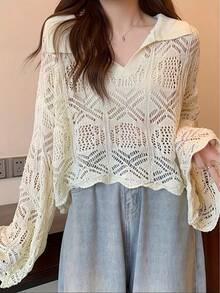 Women Knit Tops - Cream - View 6