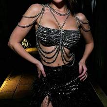 1pc Fashionable Luxury Faux Crystal Chest Chain, Suitable For Wedding Dress, Nightclub Party Jewelry - Top Chain - View 11