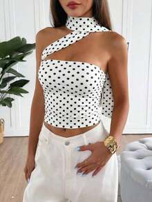 Top tubo de punto minimalista de moda para mujer HESSEN, apropiado para el verano/primavera, blusa ajustada sin tirantes y ajustable.Adecuado para tomar el té de la tarde, calle, vacaciones, superposición, fiesta, cita, playa, crucero, viaje por la ciudad - Multicolor - Ver 3