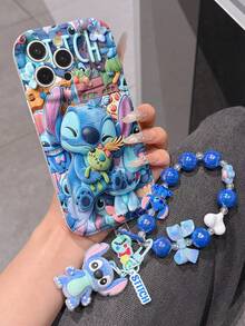Disney Has Authorized, Phone Case - Chain Set, The Stitch Lilo & Stitch 3D Phone Case Plus A Silicone 3D Stitch Bracelet With Metallic Ring Removable Bracelet, Stitch And Angel Pattern, Compatible With Iphone17/16/15/14/13/12/11/XS/XR/X Plus Pro Max, A Stylish Cartoon Phone Case, The Perfect Gift Choice, Phone Protection, Durable Phone Cover, Great Gift For Friends And Family. - 白色 - 查看 3