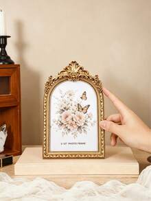 1pc Vintage European Style Golden Arched Decorative Photo Frame, Comes With 1 Random Inner Paper, Suitable For Home Decor, Photo Display, Gift For Birthday, Graduation, Etc. - A - View 3