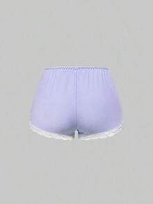 Conjunto de pijama casual de camiseta de tirantes acanalada y shorts con encaje - Púrpura malva - Ver 5