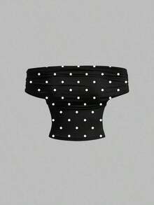 Camiseta de tirantes casual y minimalista con estampado de lunares negros para mujer - Multicolor 6 - Ver 4