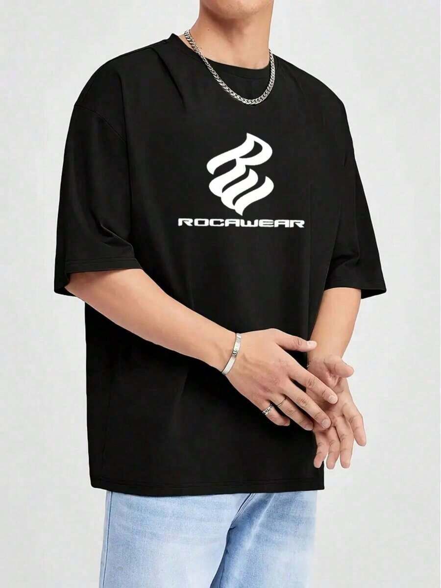 Men's Graphic T-Shirts, 1 Piece New Summer Printed T-Shirt For Men, Casual, Sporty, Short Sleeve, Versatile And Comfortable, Breathable T-Shirt For Outdoor Use, Lightweight And Breathable, Quick Drying, Suitable For Summer, 180g 100% Cotton - 黑色 - 查看 1