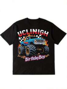 Camiseta de de Cumpleaños de Truck para Hombre - Camiseta Gráfica Resistente con Diseño de UC LINGNIT y Carreras de Trucks - Tela Suave y Transpirable para Uso Casual, Atuendo de Cumpleaños - Ajuste Cómodo para Todas las Temporadas (Tallas S-XXL) - para Fanáticos de los Camiones y Celebraciones de Cumpleaños - Corte Holgado, Cuello Redondo, Manga Corta con Estampado Duradero - Perfecta para Senderismo y Actividades - Lavable aáquina - Camiseta Vintage Unisex de Algodón en Blanco y Negro - Corte Holgado para Festivales deúsica Americana, Campamentos y Espectáculos - Camiseta Retro Negra para Reuniones en Cafeterías - Negro - Ver 2