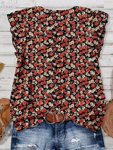 Camisa casual de mujer de manga corta con cuello en V, con estampado de rayas en un estilo minimalista, bohemio, elegante y romántico, retro, adecuado para festivales de música, playa, vacaciones de verano - Multicolor 9 - Ver 4