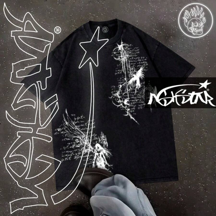 Premium 100% Cotton ASHSTAR "Gothic Witch" T-Shirt - 黑色 - 查看 1
