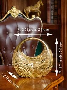 Luxury Women's Party Prom Tassel Rhinestone Evening Clutch Box Bride Crossbody Bag,Perfect For Party,Wedding,Dinner/Banquet,Matching With Formal Dress - Multicolor - View 10