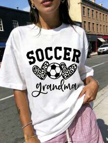 Camiseta de Abuela Futbolista 100% Algodón para Mujer, Regalo para Abuela, Camiseta de Abuela Futbolista para Mujer, Linda Camiseta de Mamá Futbolista para Ella, Camiseta de Cumpleaños para Abuela, Regalo para el Día de la Madre y Pascua para Mujeres Amantes del Fútbol, Camiseta Suave, Elástica y Transpirable para Verano, Otoño, Pascua, Todas las Temporadas, Ropa Casual y Deportiva para Maestra, Amiga, Novia, Colega. - Blanco - Ver 1