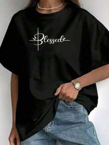 Women's Short-Sleeve T-Shirt Available In Five Colors. Aesthetic Christian T-Shirt With A Cross Graphic, Perfect For Summer And Minimalist Faith Art. 100% Cotton. T-Shirt With A Patriotic American Flag Print. Casual Short-Sleeve Graphic Print T-Shirt. Cool Summer Graphic Tee. Soft, Breathable Fabric, Comfortable All Day Long. - 黑色 - 查看 1