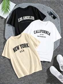 Single Garment, Not A 3-Piece Set, 1 Piece/Set Of Sleeve T-Shirts Suitable For Streetwear, Top Oversized Round Neck Daily Outings, Camping, Concerts, Hip-Hop, Rock, And Events Women's T-Shirts, Comfortable T-Shirts, Casual Women's Clothing, Short T-Shirts, Women's Fashion, Versatile Garments, Modern Styles. - 黑色 - 查看 7