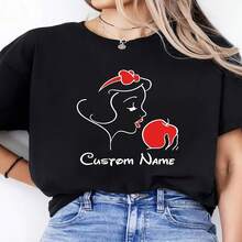 Chemise Blanche Neige, Chemise Prenses Et Pomme, Chemise , Sweat- , Pull Blanc Neige , Chemise Pour Fille , Chemise Avec Nom Pernnalisé - 黑色 - 查看 1